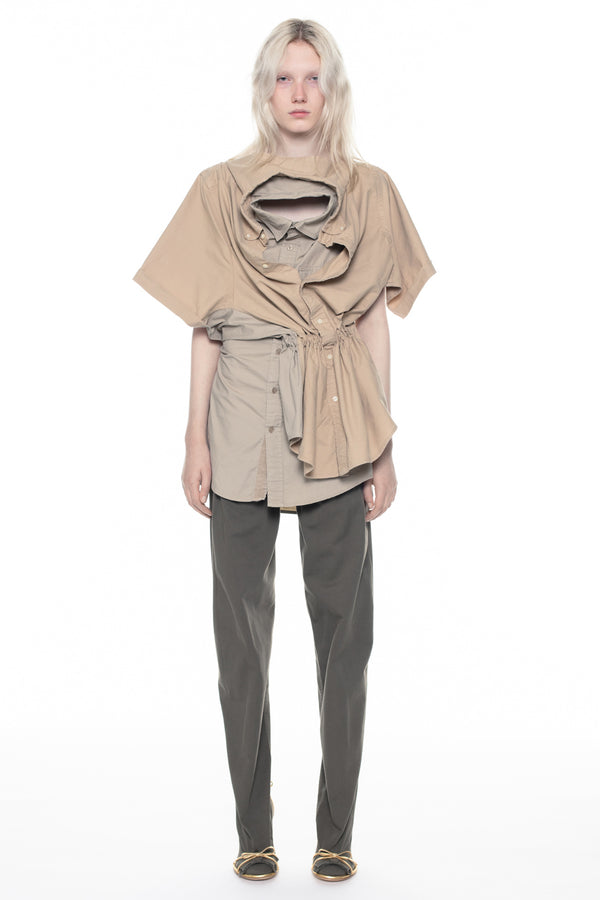 TWISTED SHIRT DRESS in beige