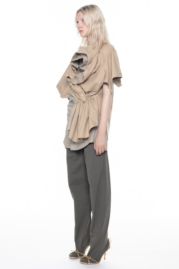 TWISTED SHIRT DRESS in beige