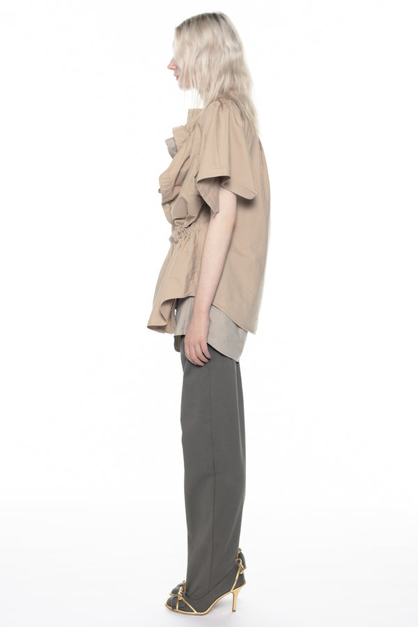 TWISTED SHIRT DRESS in beige