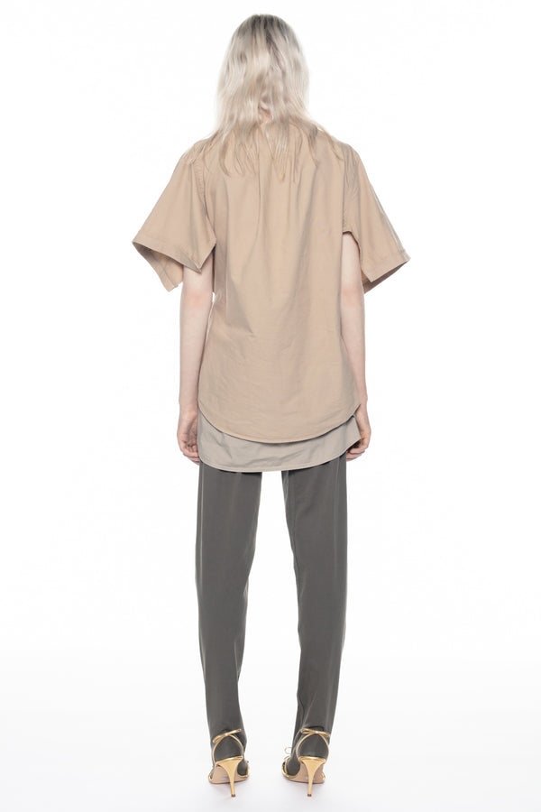 TWISTED SHIRT DRESS in beige