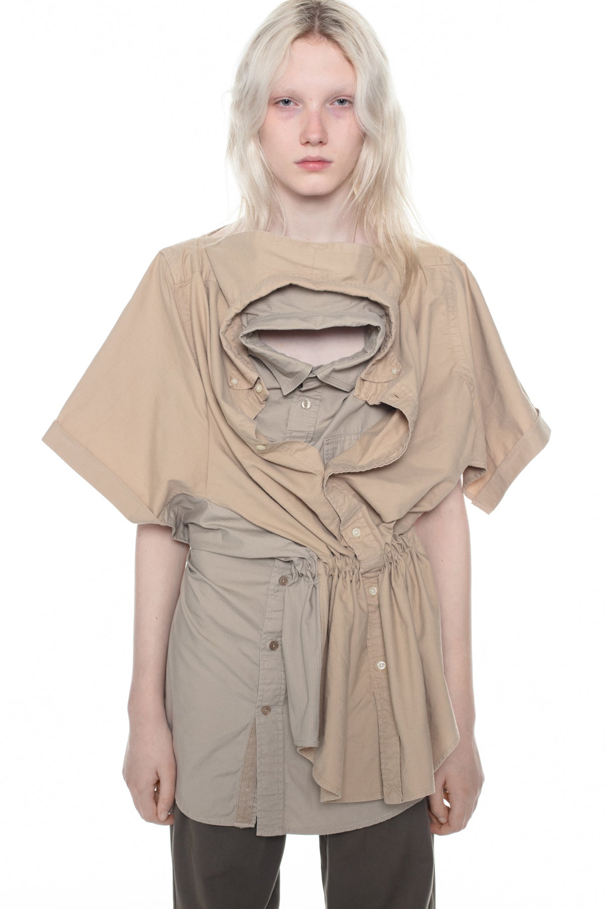 TWISTED SHIRT DRESS in beige