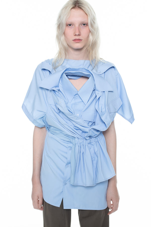 TWISTED SHIRT DRESS in blue