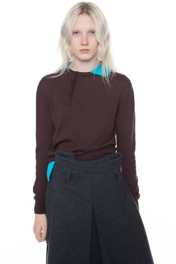 DOUBLE POLO in brown and blue