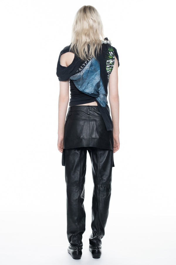 DISPLAY LEATHER SHORTS in black