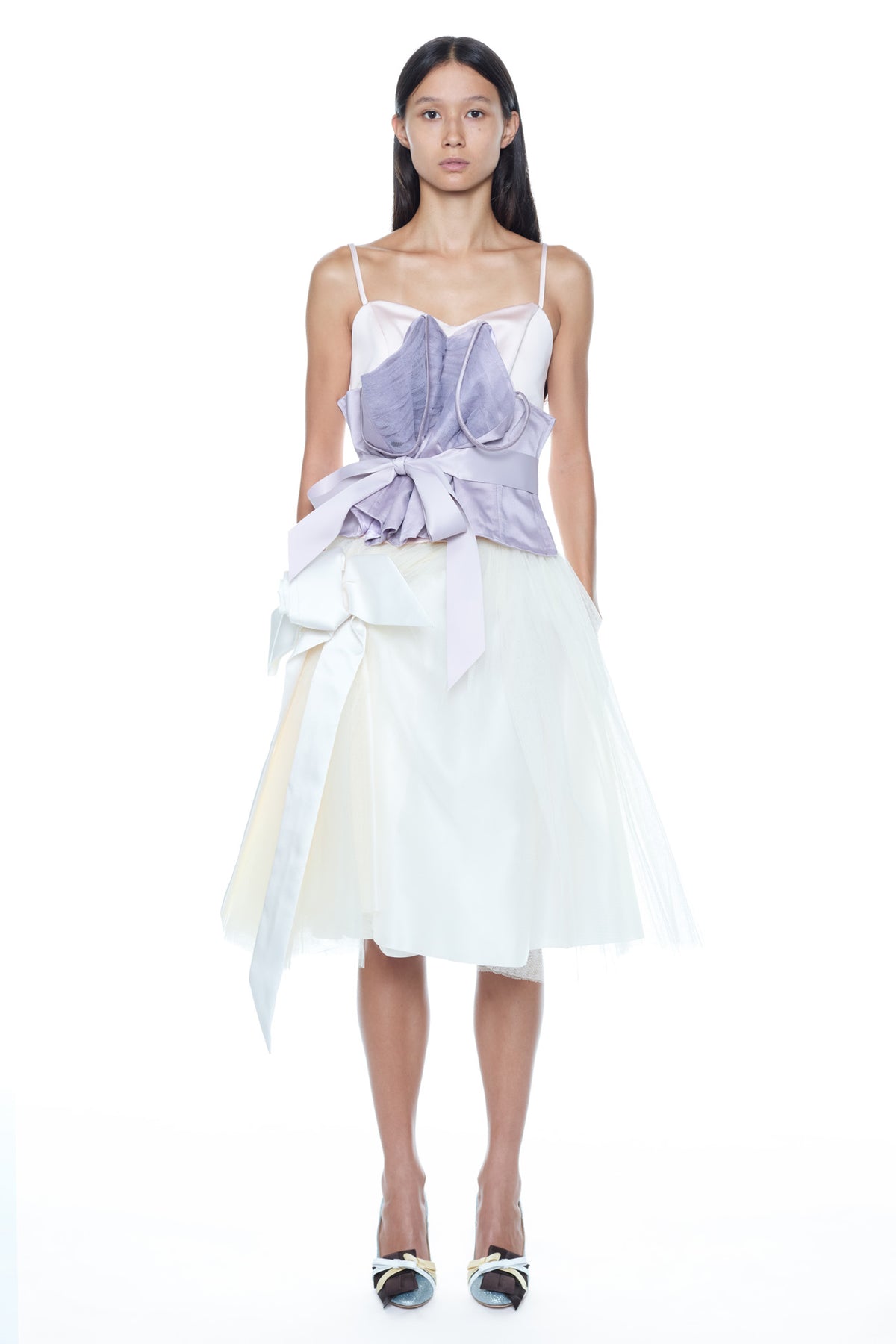 DOUBLE BUSTIER in lilac and pink
