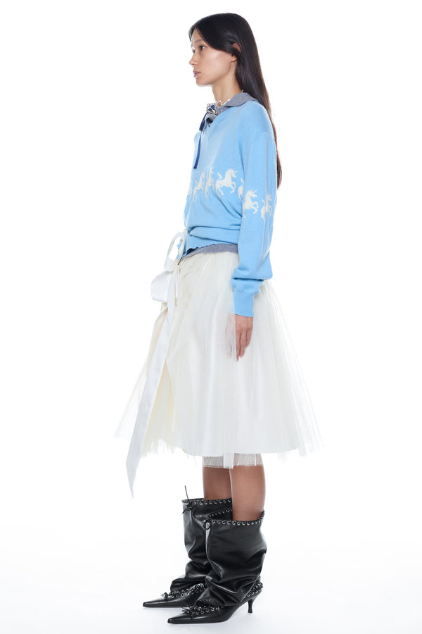 TIED UNICORN SWEATER in blue