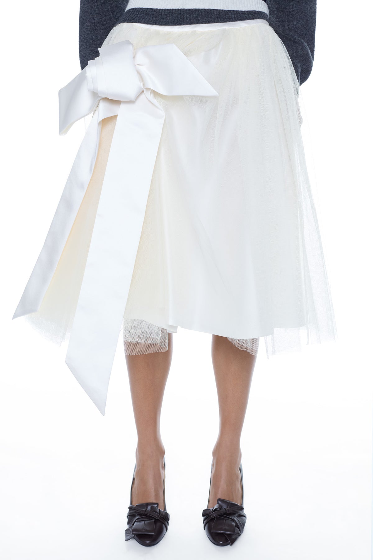 PULLED SKIRT in white