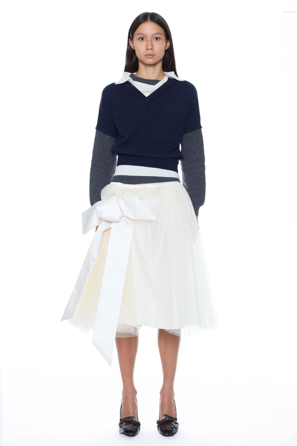 PULLED SKIRT in white