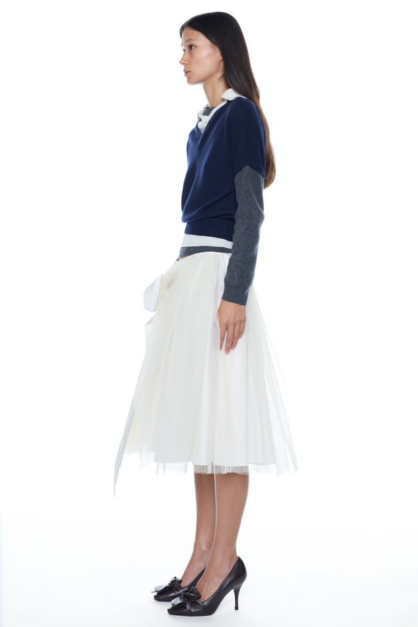 PULLED SKIRT in white