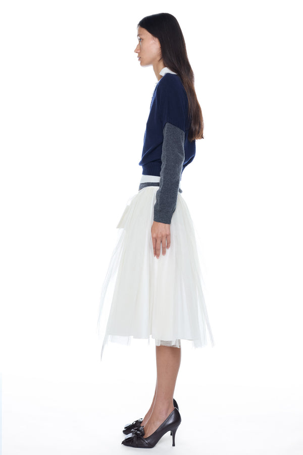 PULLED SKIRT in white