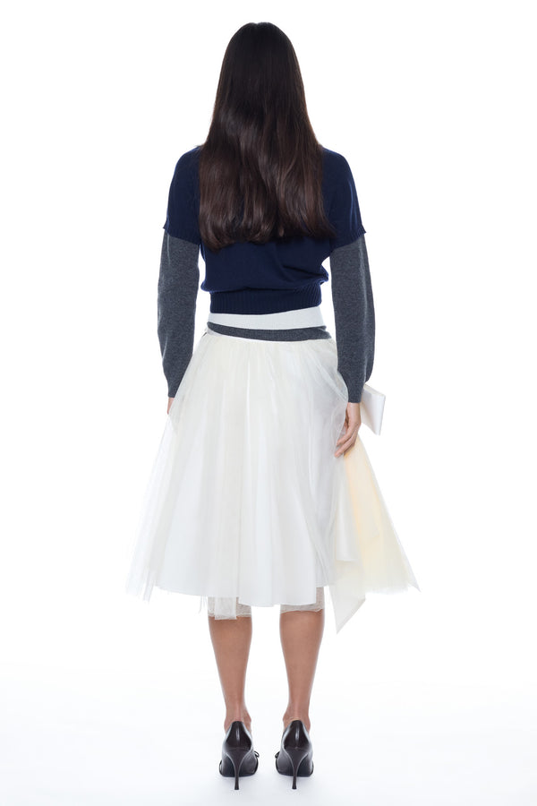 PULLED SKIRT in white