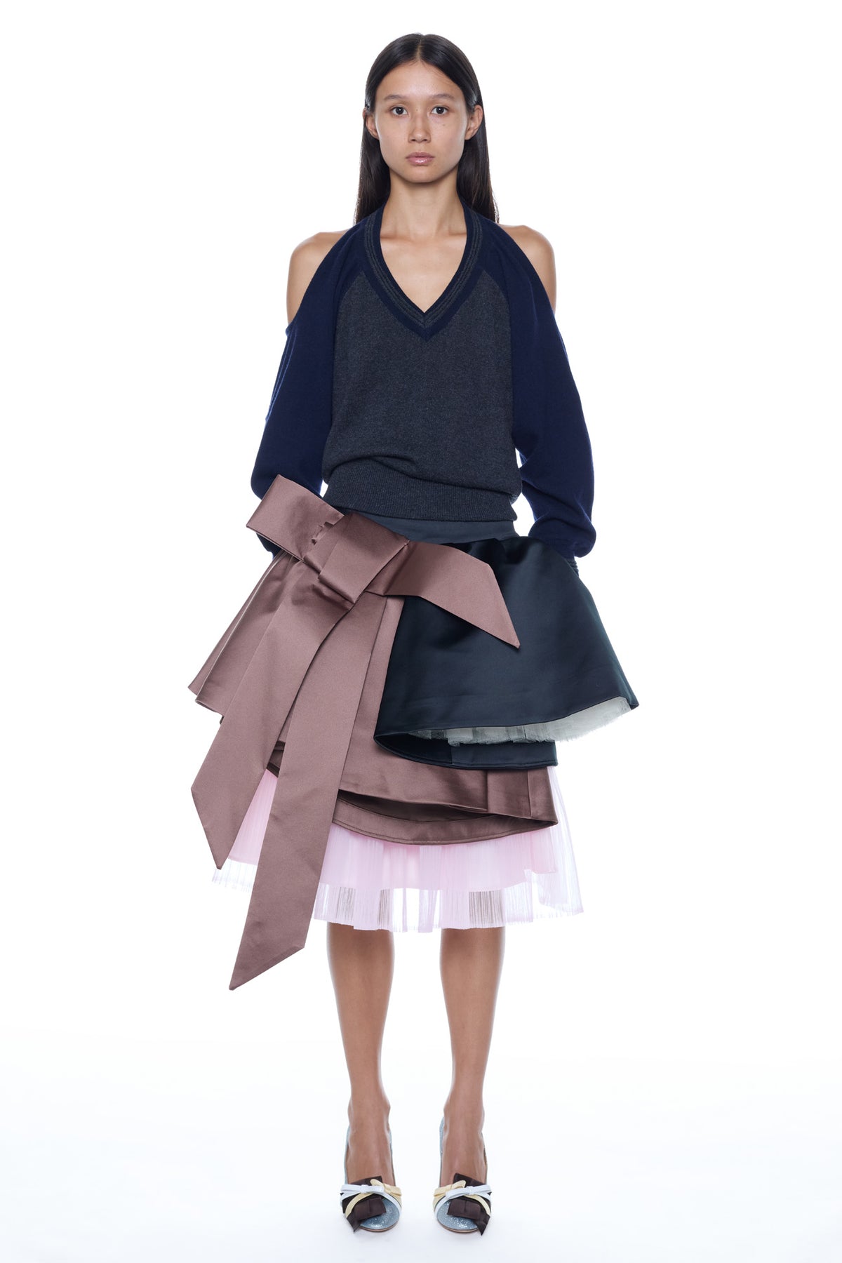 TRIPLE PROM SKIRT in pink, brown, and black