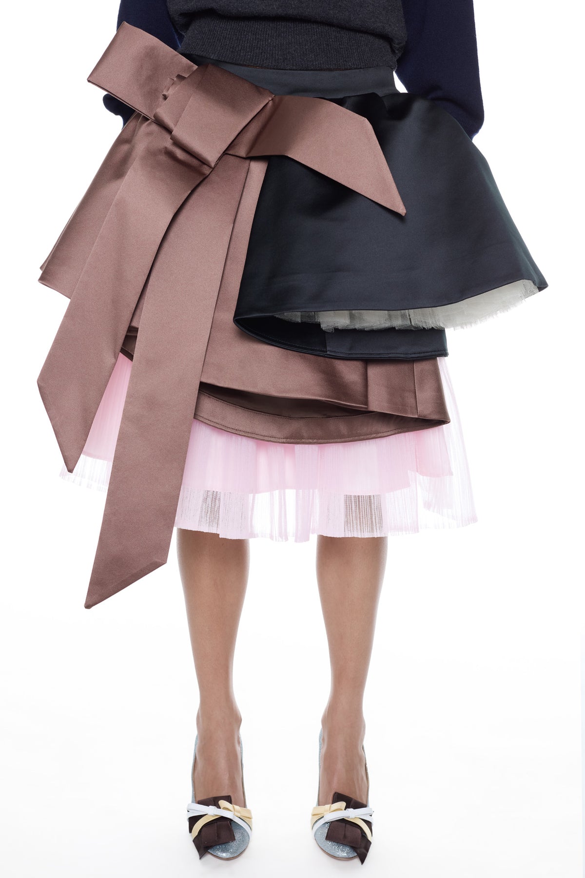 TRIPLE PROM SKIRT in pink, brown, and black