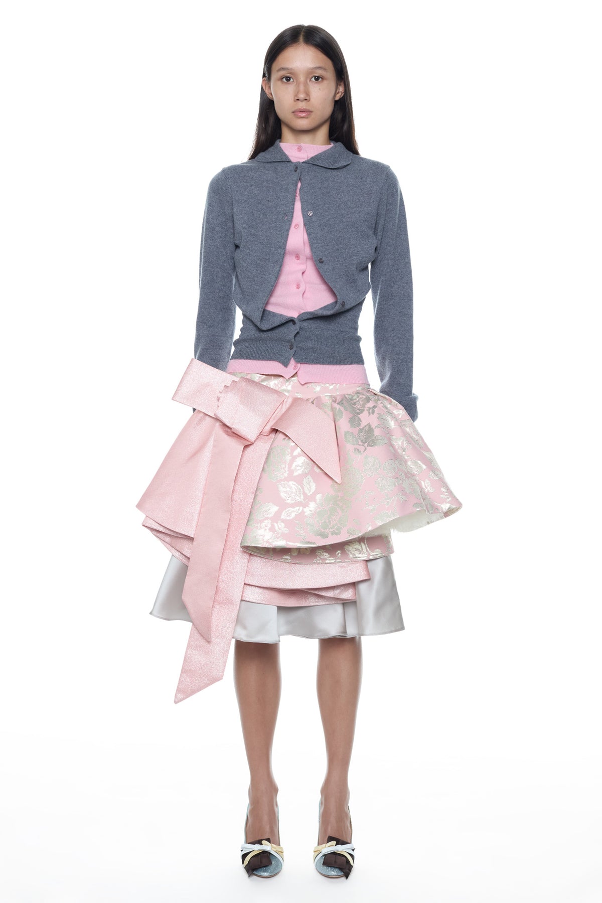 TRIPLE PROM SKIRT in pink, gold, and grey