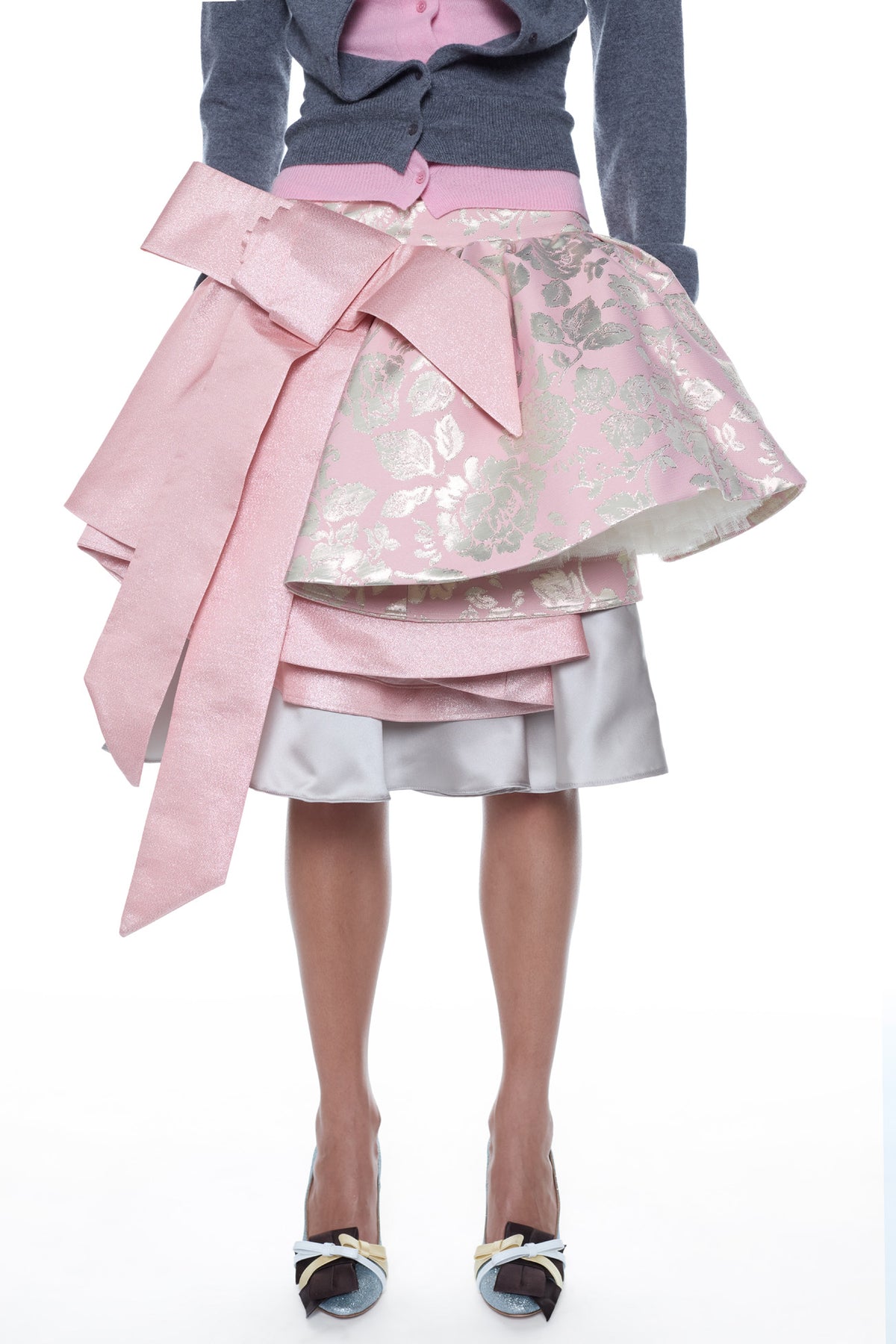 TRIPLE PROM SKIRT in pink, gold, and grey