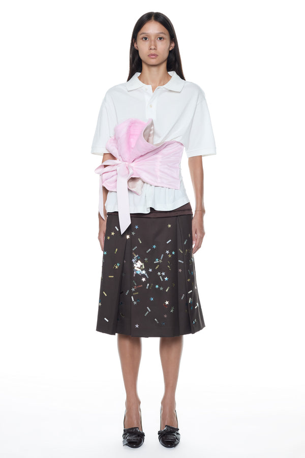 BUSTIER POLO in white and pink
