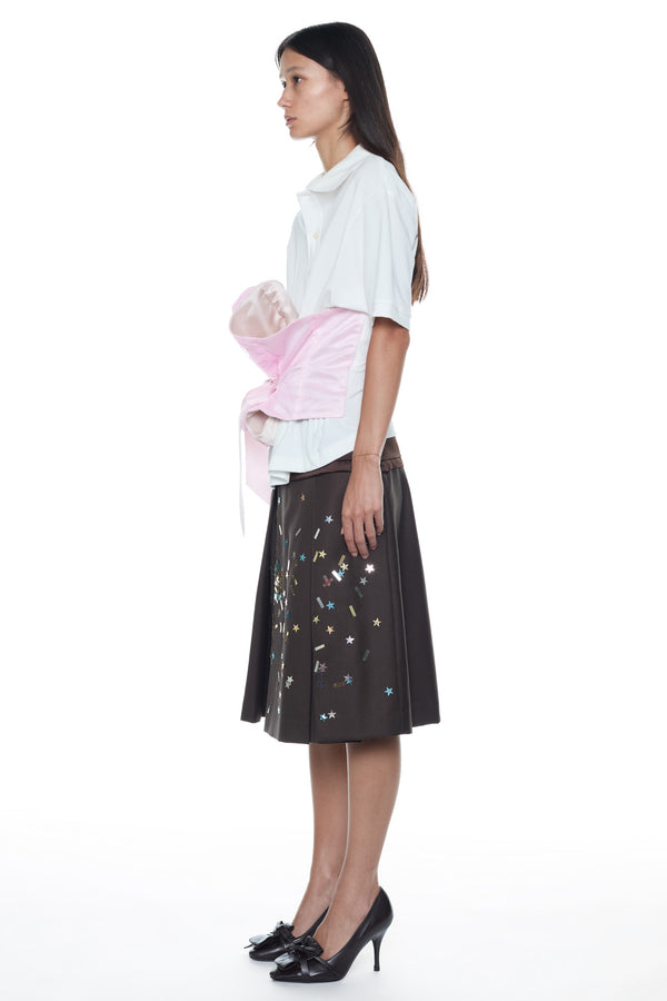 BUSTIER POLO in white and pink
