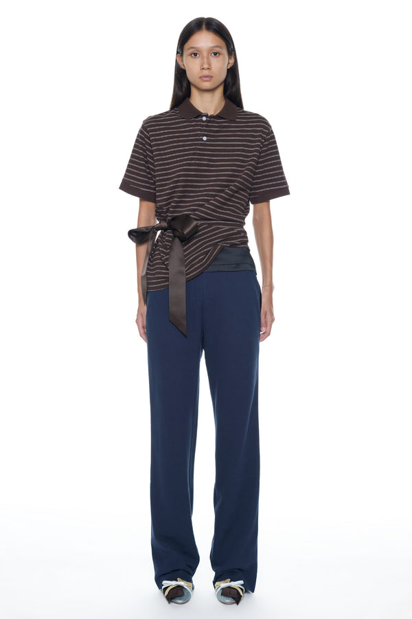 TIED POLO in brown and cream
