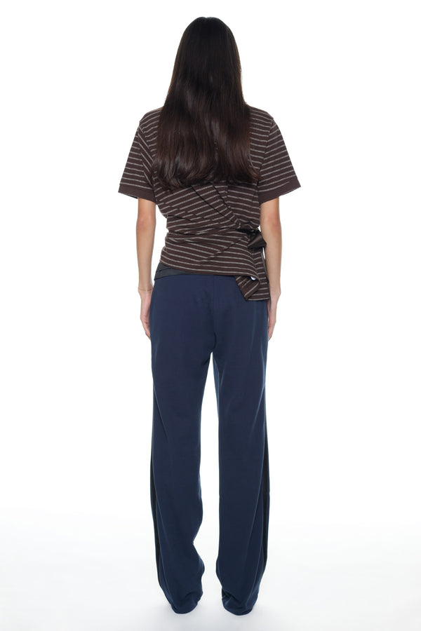 TIED POLO in brown and cream