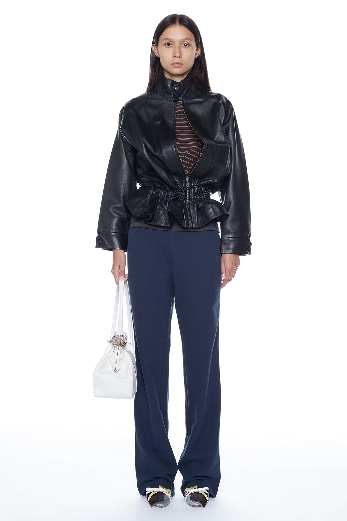 TWISTED LEATHER JACKET in black