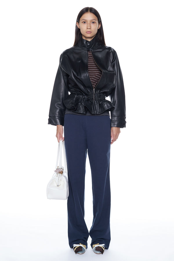 TWISTED LEATHER JACKET in black