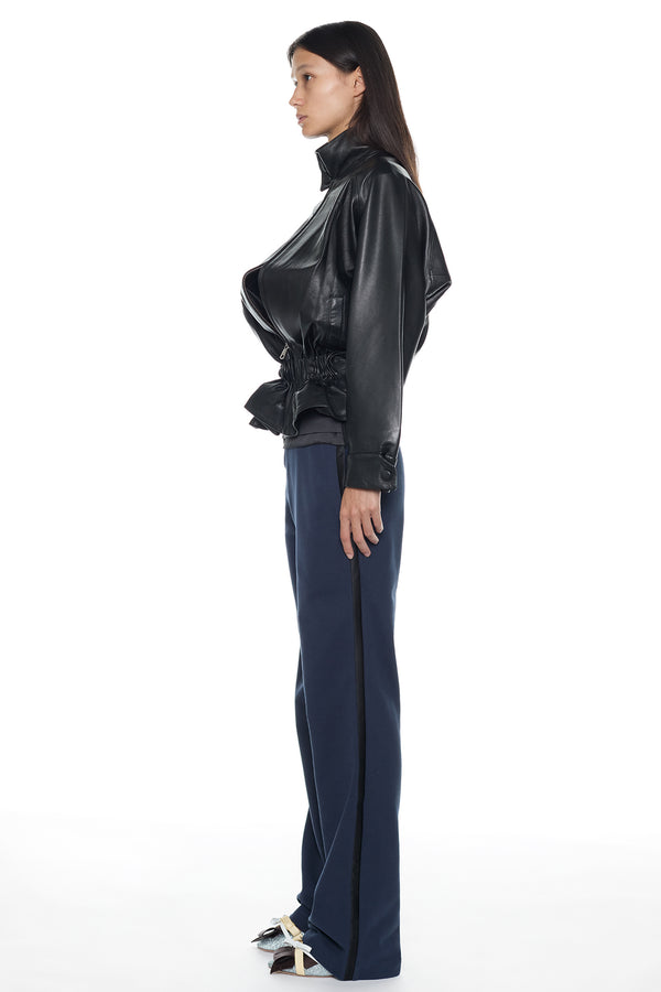 TWISTED LEATHER JACKET in black