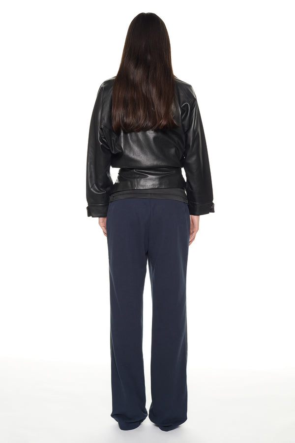 TWISTED LEATHER JACKET in black