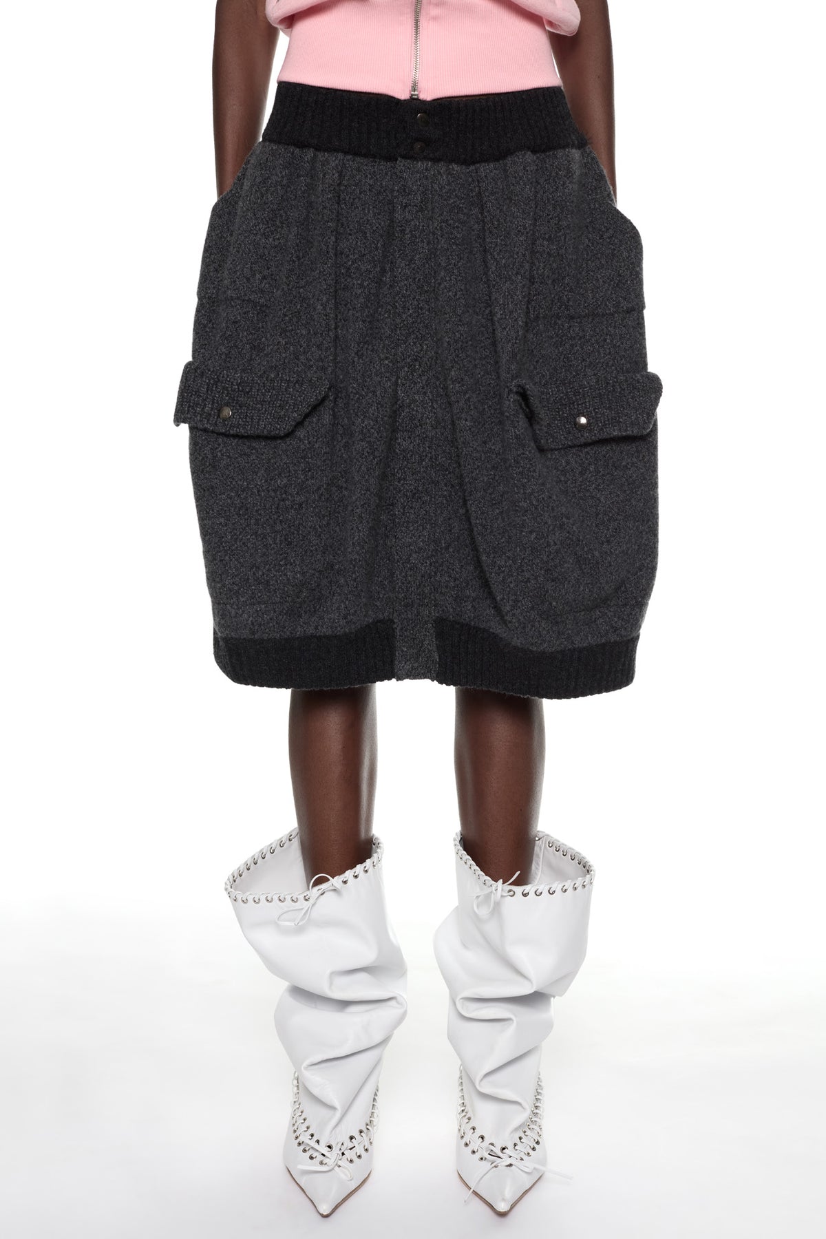 KNIT BOMBER SKIRT in grey