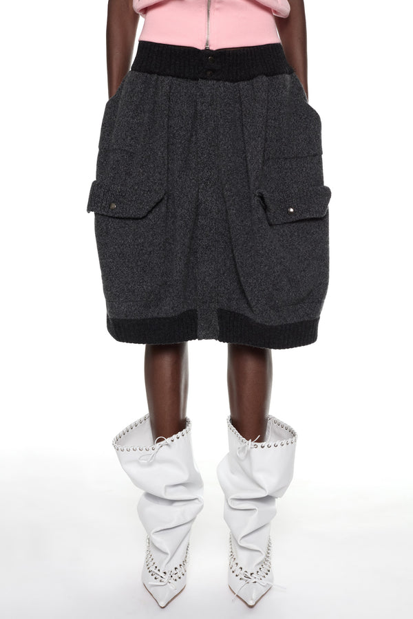 KNIT BOMBER SKIRT in grey