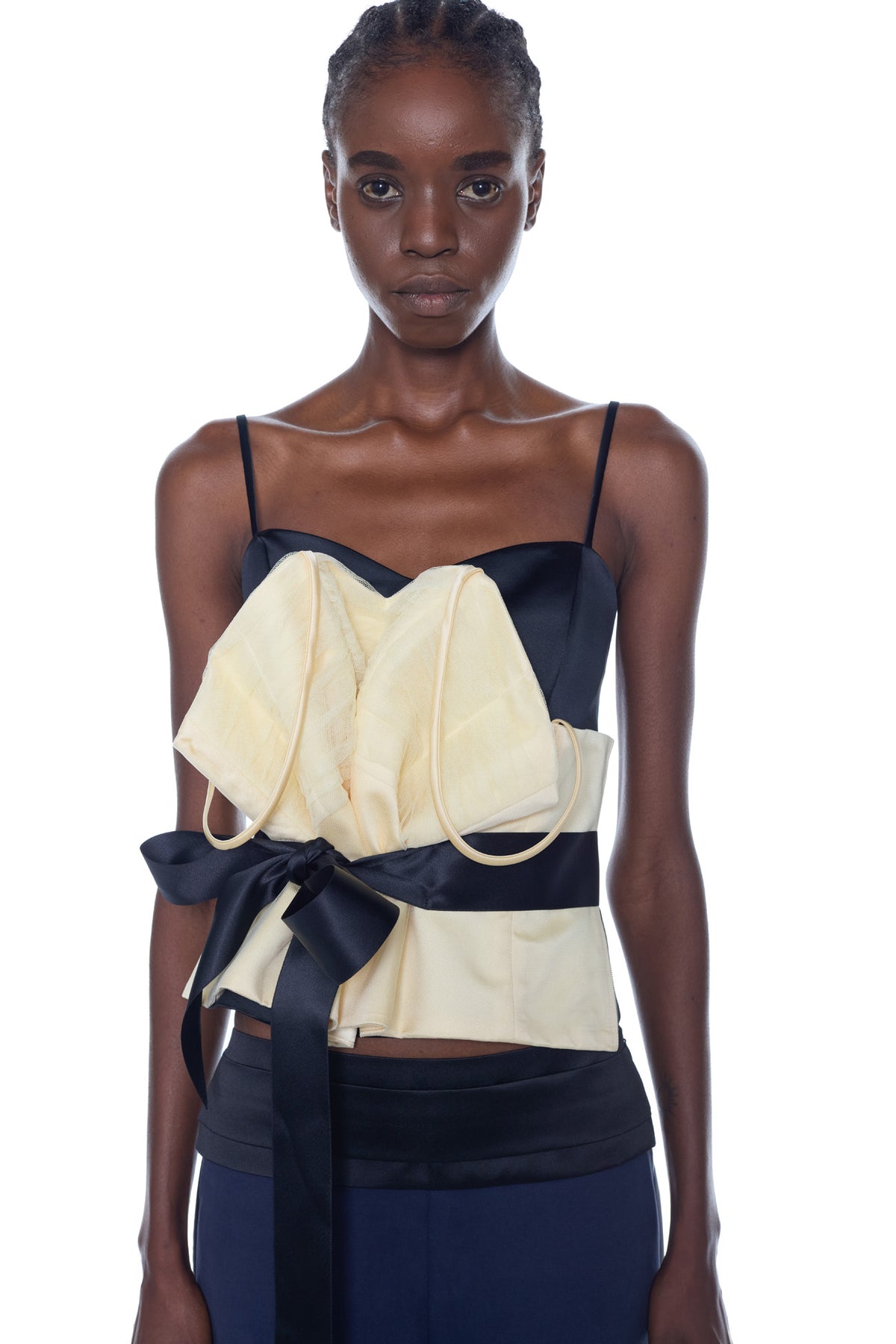 DOUBLE BUSTIER in black and yellow