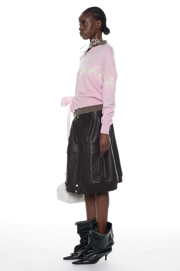 TIED UNICORN SWEATER in pink