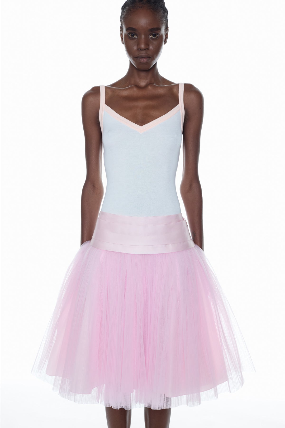 SINGLET PROM DRESS in pink and white