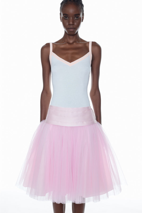 SINGLET PROM DRESS in pink and white