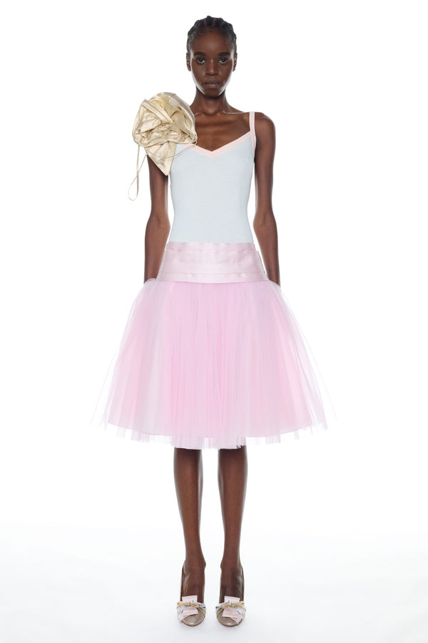SINGLET PROM DRESS in pink and white