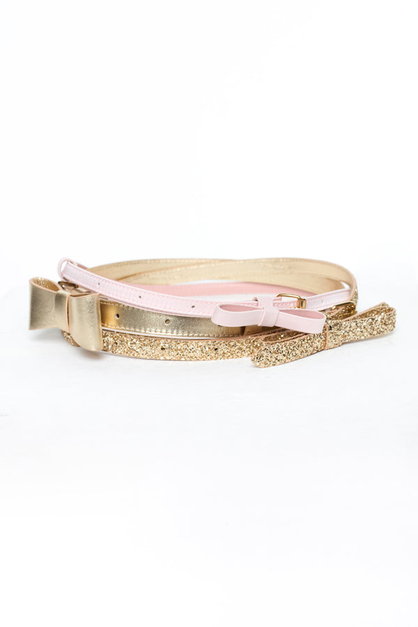 TRIPLE BELT in gold and pink