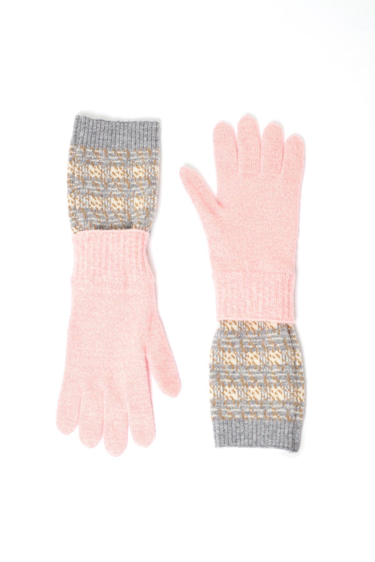 DOUBLE GLOVES in pink, grey, and cream