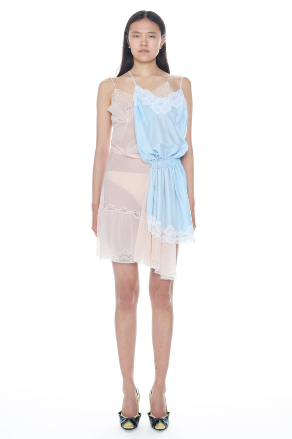 DOUBLE NIGHTGOWN in beige and blue