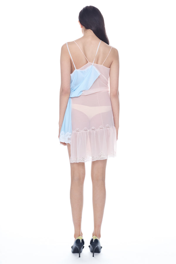 DOUBLE NIGHTGOWN in beige and blue