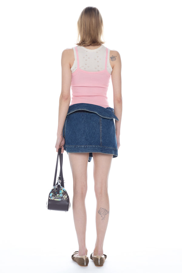 DOUBLE CAMISOLE in pink and cream