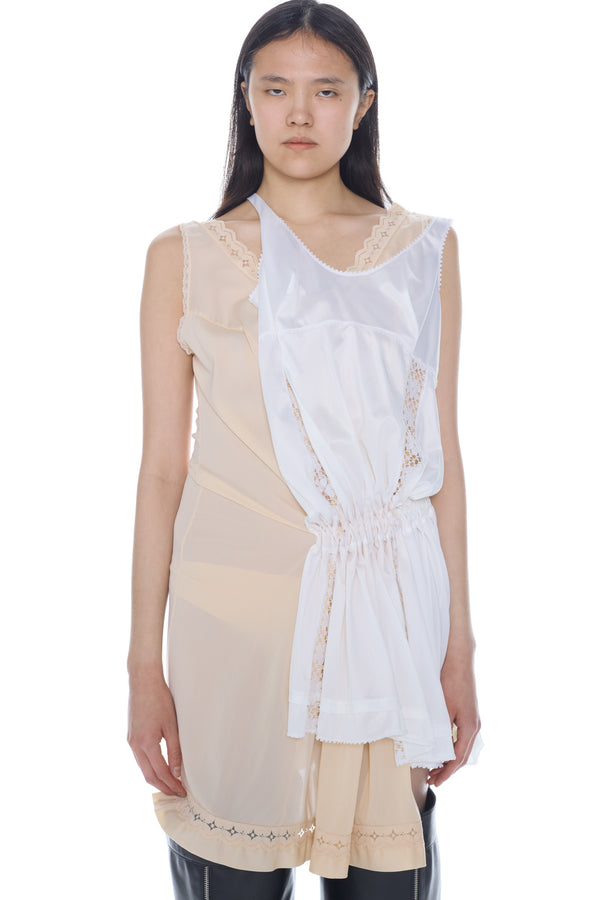 DOUBLE NIGHTGOWN in peach and white