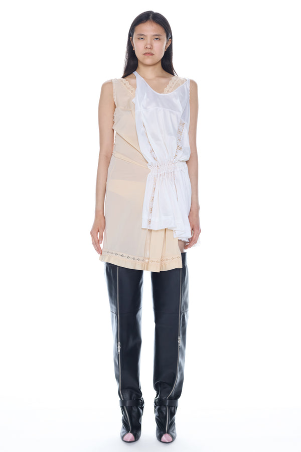 DOUBLE NIGHTGOWN in peach and white