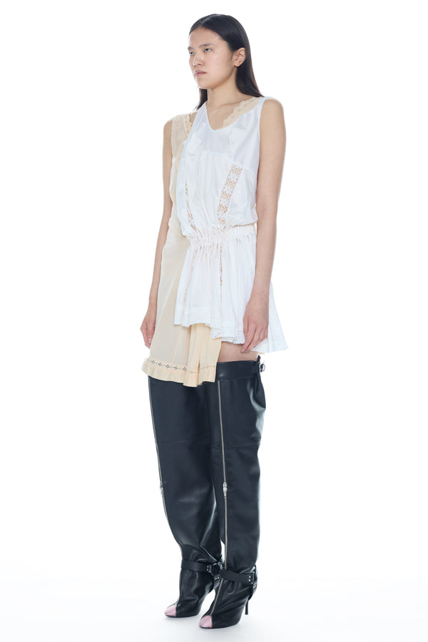 DOUBLE NIGHTGOWN in peach and white