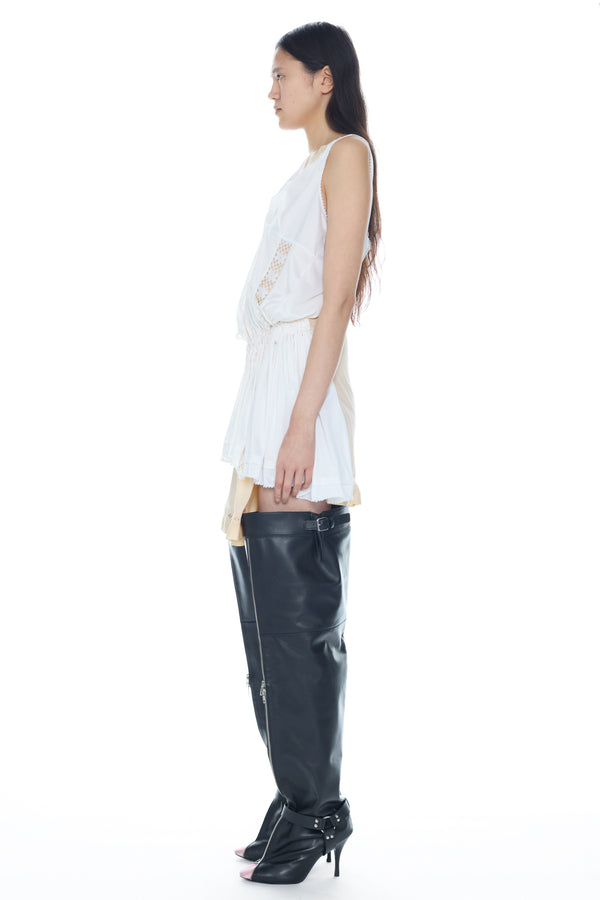 DOUBLE NIGHTGOWN in peach and white