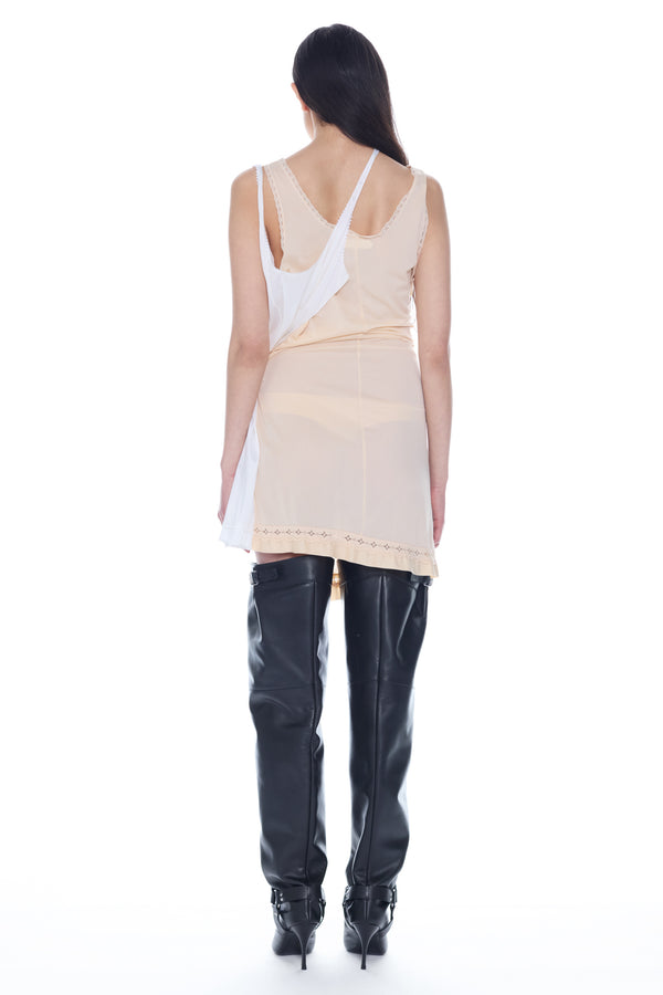 DOUBLE NIGHTGOWN in peach and white