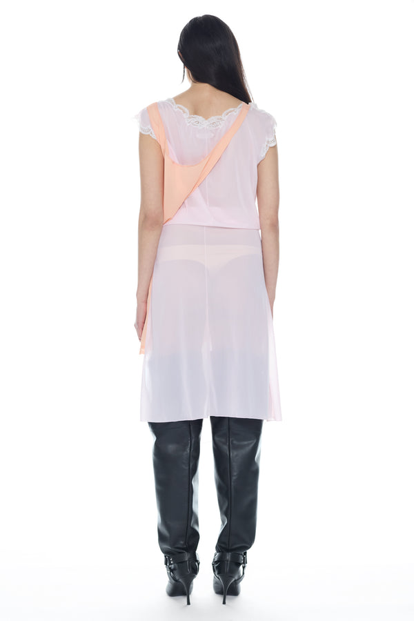 DOUBLE NIGHTGOWN in pink and peach