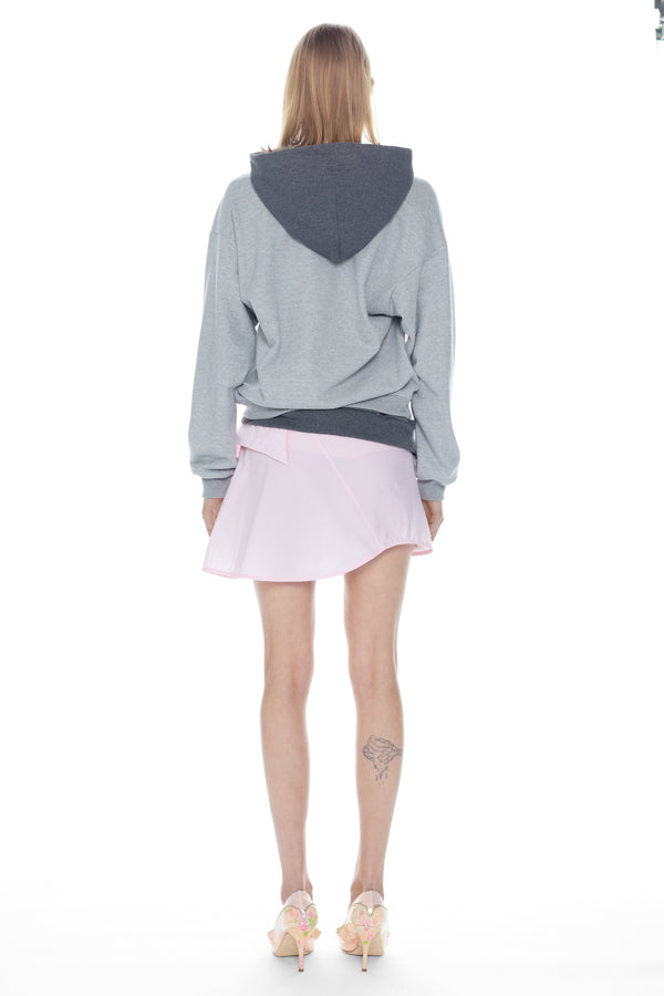 TRIPLE HOODIE in grey, brown, and baby blue