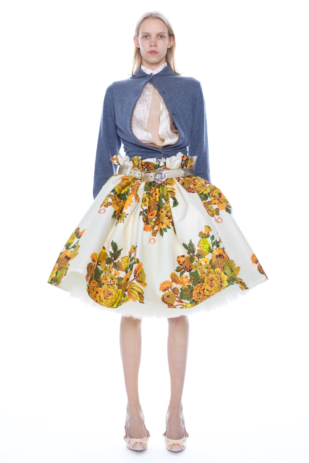 BELTED BALLGOWN SKIRT in multi floral