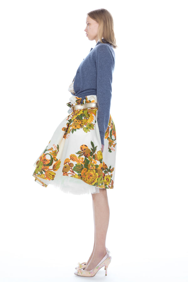 BELTED BALLGOWN SKIRT in multi floral