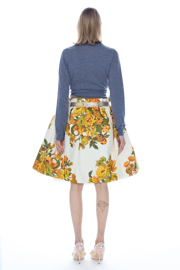 BELTED BALLGOWN SKIRT in multi floral