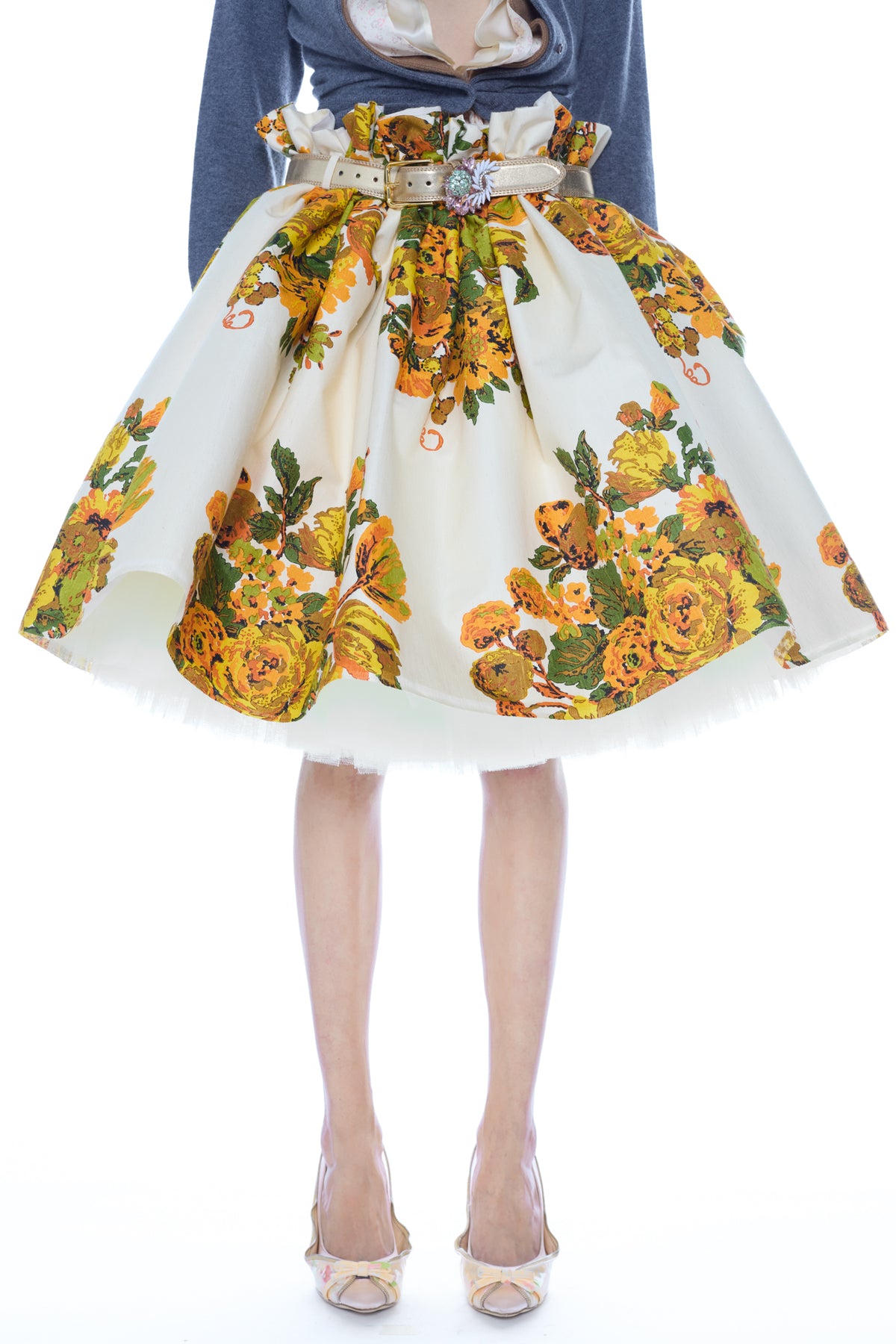 BELTED BALLGOWN SKIRT in multi floral